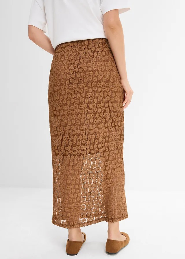 Jupe longue en dentelle, Couleur: toffee