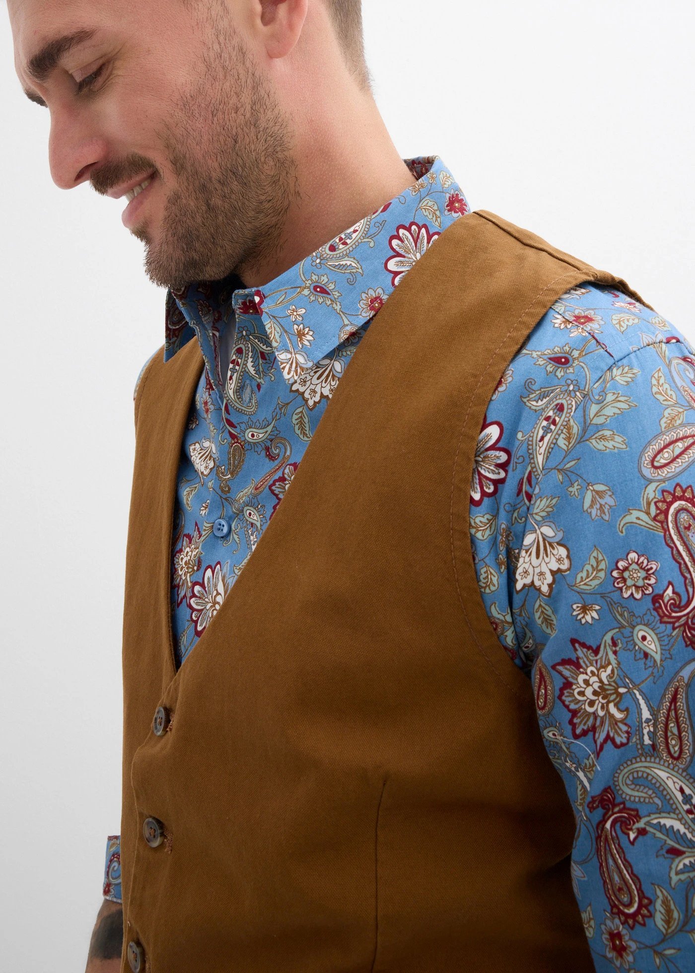 Mellény pamutvászonból • fűszerbarna • bonprix áruház