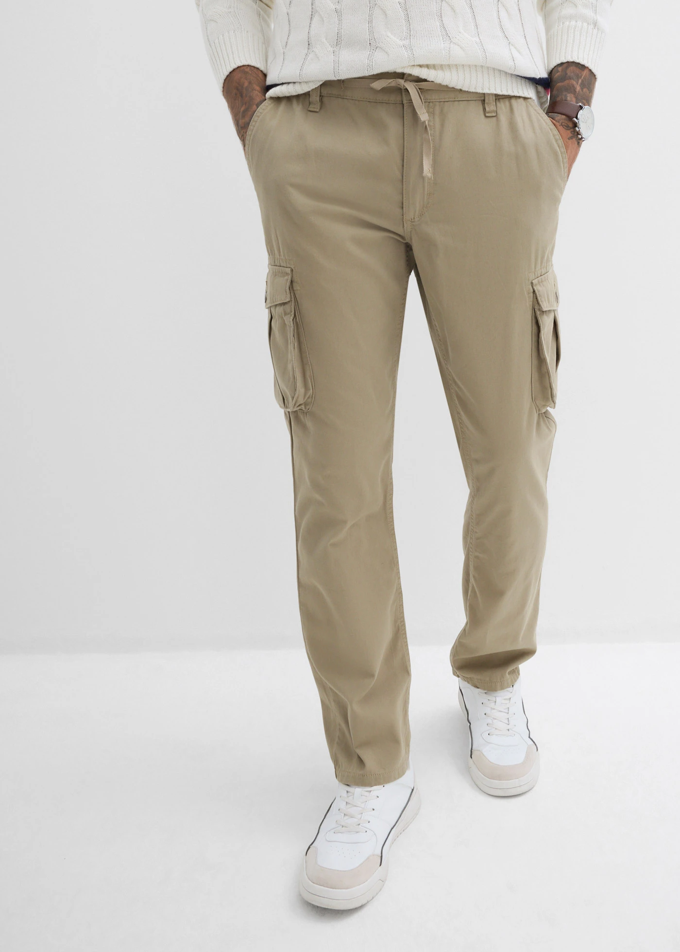Pantalon droit cargo, regular, à taille élastiquée • new kaki • Boutique bonprix