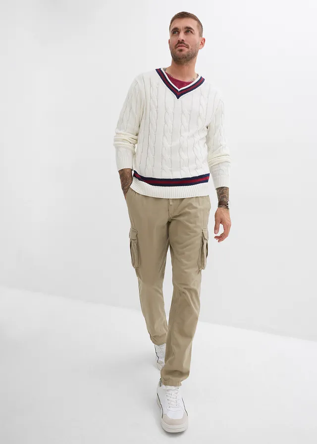 Regular fit cargo broek, straight, Kleur: new kaki