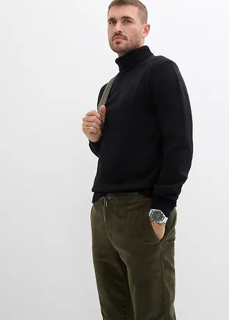 Pantalon jogger en velours côtelé extensible, Regular • olive foncé • Boutique bonprix