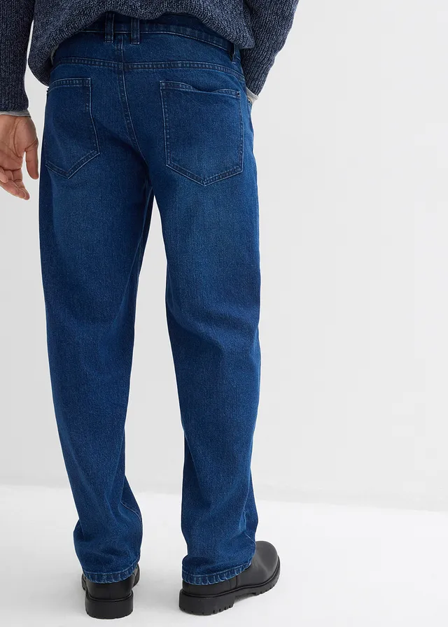 Loose fit stretch jeans, straight • donkerblauw denim • product-page.page-title-suffix