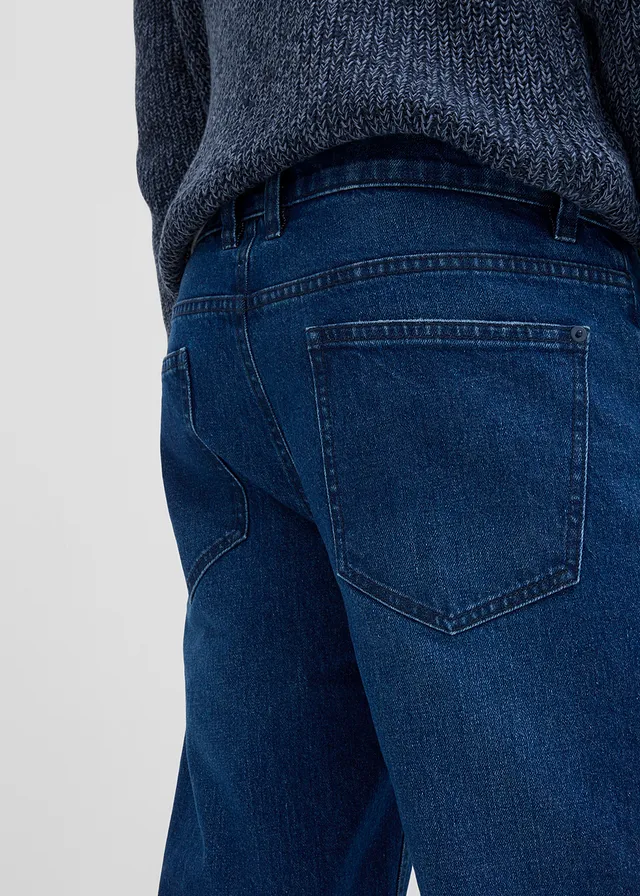 Loose fit stretch jeans, straight • donkerblauw denim • product-page.page-title-suffix