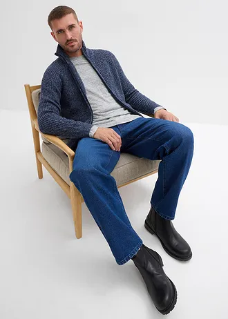 Strečové džíny Loose Fit, Straight • tmavě modrý denim • bonprix obchod