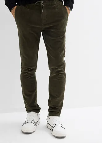 Pantalon jogger en velours côtelé extensible, Regular • olive foncé • Boutique bonprix