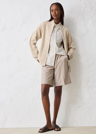 Kalhotová sukně s obsahem vlny, barva: světle pískový melír