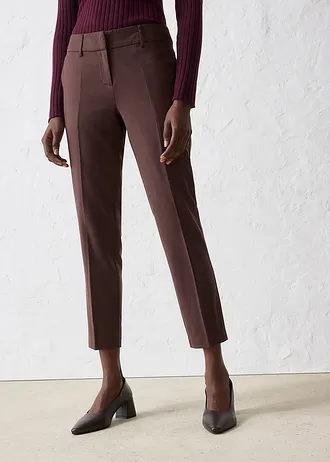 Smalle broek met wol, Kleur: donkerbruin