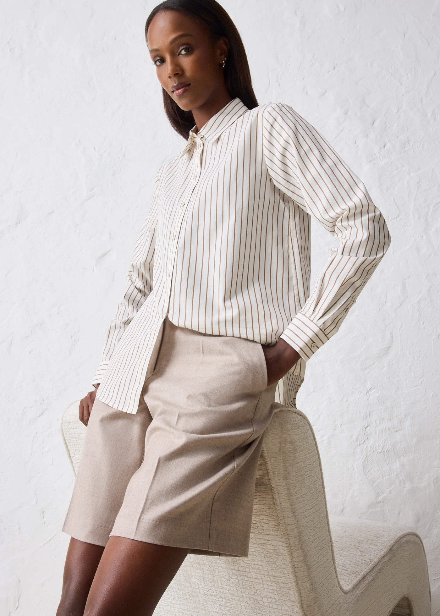 Kalhotová sukně s obsahem vlny • světle pískový melír • bonprix obchod