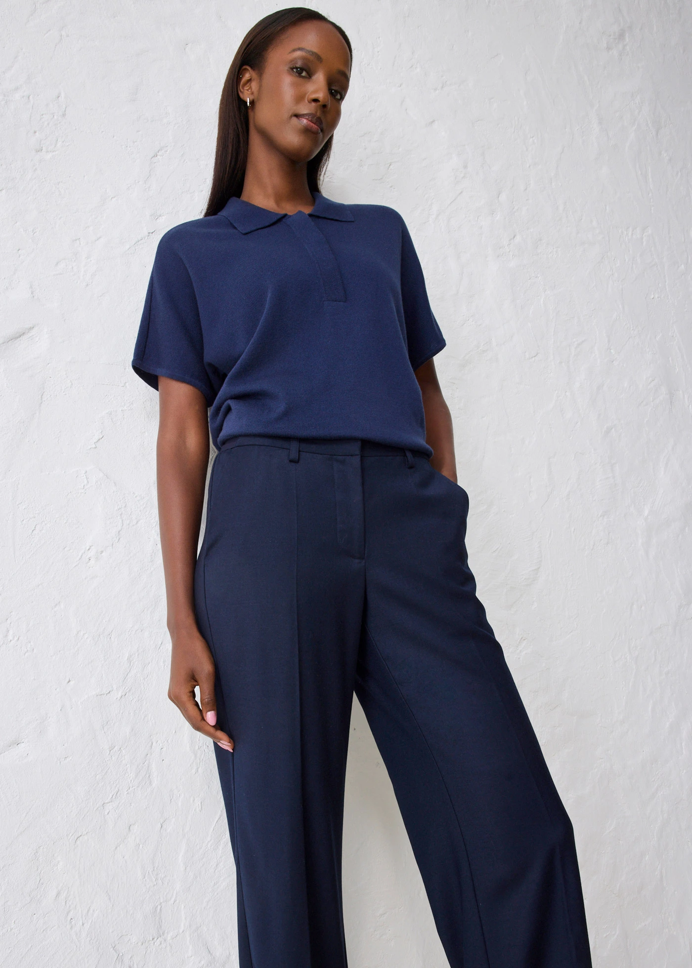 Kalhoty s rozšířenými nohavicemi, s obsahem vlny • tmavě modrá • bonprix obchod