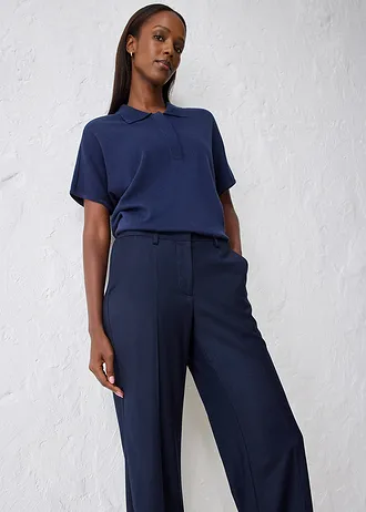 Kalhoty s rozšířenými nohavicemi, s obsahem vlny • tmavě modrá • bonprix obchod