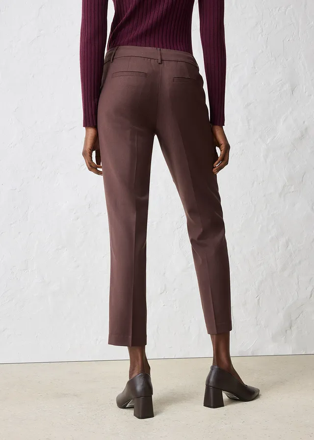 Smalle broek met wol • donkerbruin • product-page.page-title-suffix