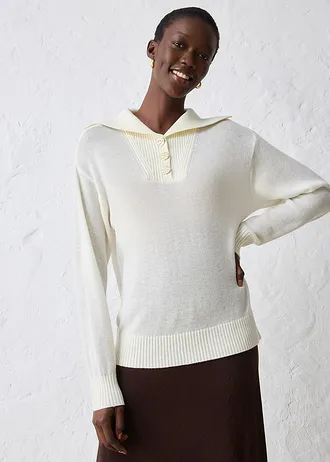 Pulover oversize din lână merinos • ecru • magazin bonprix