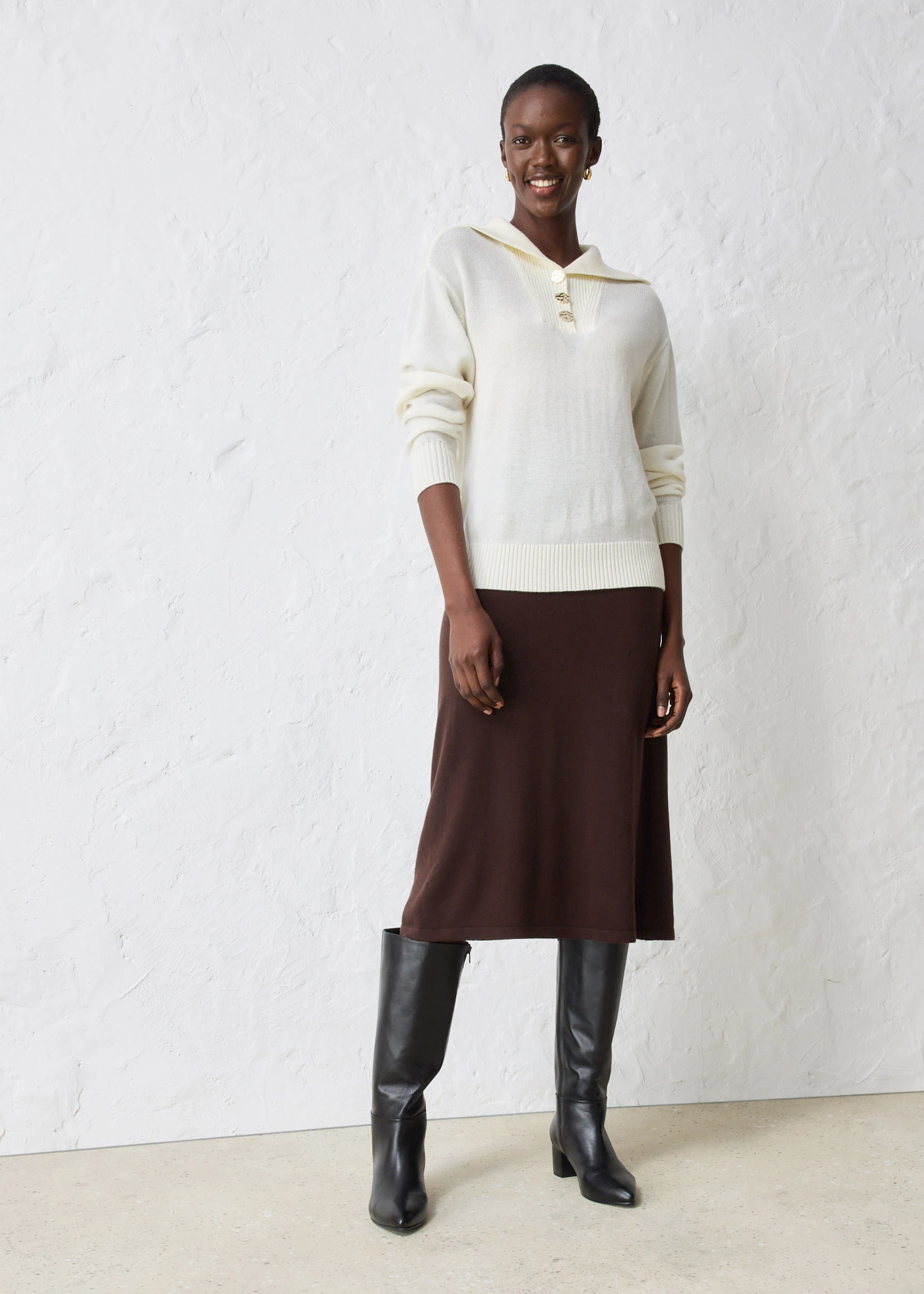 Pull oversize en laine mérinos • écru • Boutique bonprix