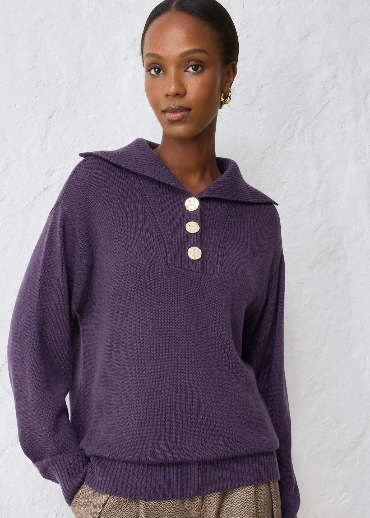 Pull oversize en laine mérinos • prune • Boutique bonprix