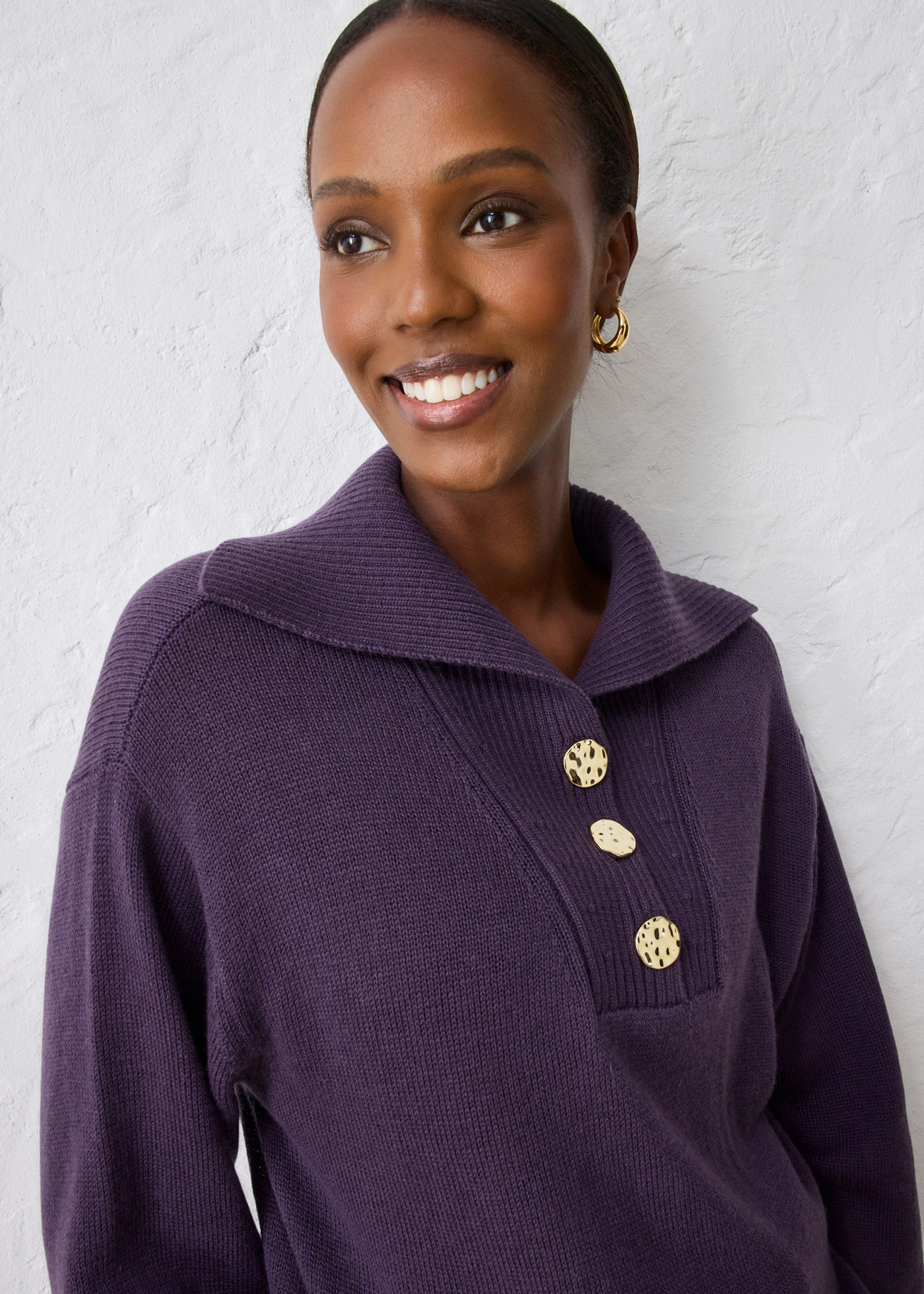 Pull oversize en laine mérinos • prune • Boutique bonprix