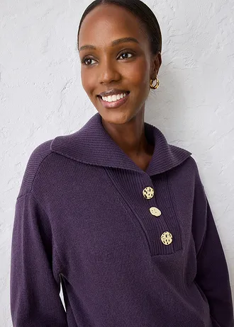 Pull oversize en laine mérinos • prune • Boutique bonprix