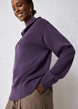 Oversize svetr z merino vlny • švestková • bonprix obchod