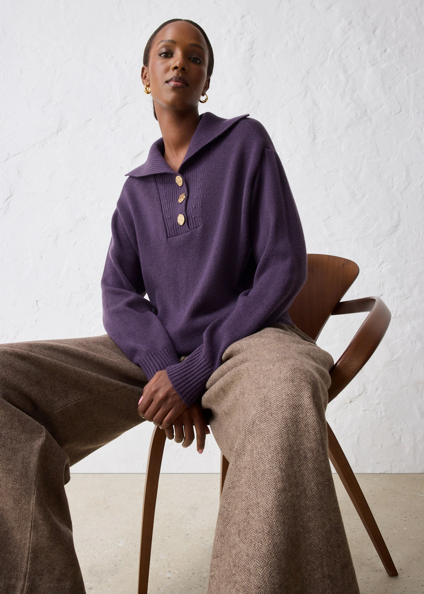 Oversized trui met merinowol • prune • bonprix online shop