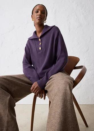 Pull oversize en laine mérinos • prune • Boutique bonprix