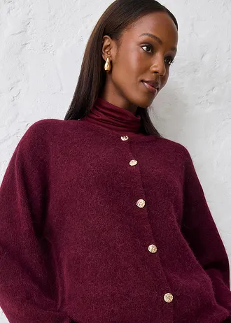 Pletený kabátek z hřejivé směsi s alpakou • javorově červená • bonprix obchod