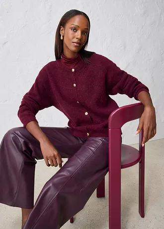 Pletený kabátek z hřejivé směsi s alpakou • javorově červená • bonprix obchod