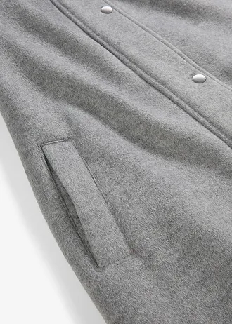 Kabát z umělé vlny, maxi délka • šedý melír • bonprix obchod