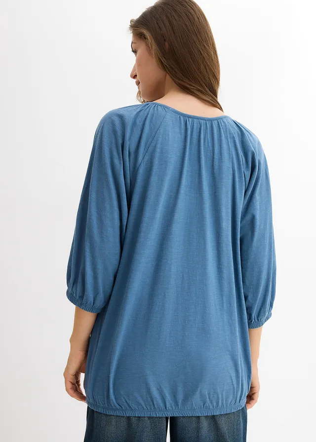 Shirtblouse van biologisch katoen • golfblauw • product-page.page-title-suffix