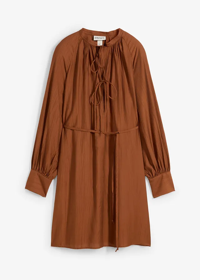 Zwangerschapsjurk met voedingsfunctie van soepele viscose, Kleur: baksteenbruin