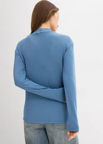 Longsleeve van geribd materiaal, Kleur: blauwgroen