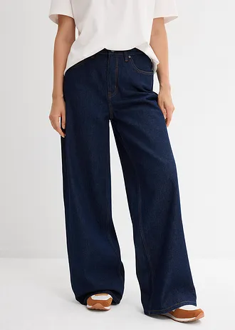 Wide Leg farmer, High Waist, szín: mélykék denim, nincs előmosva