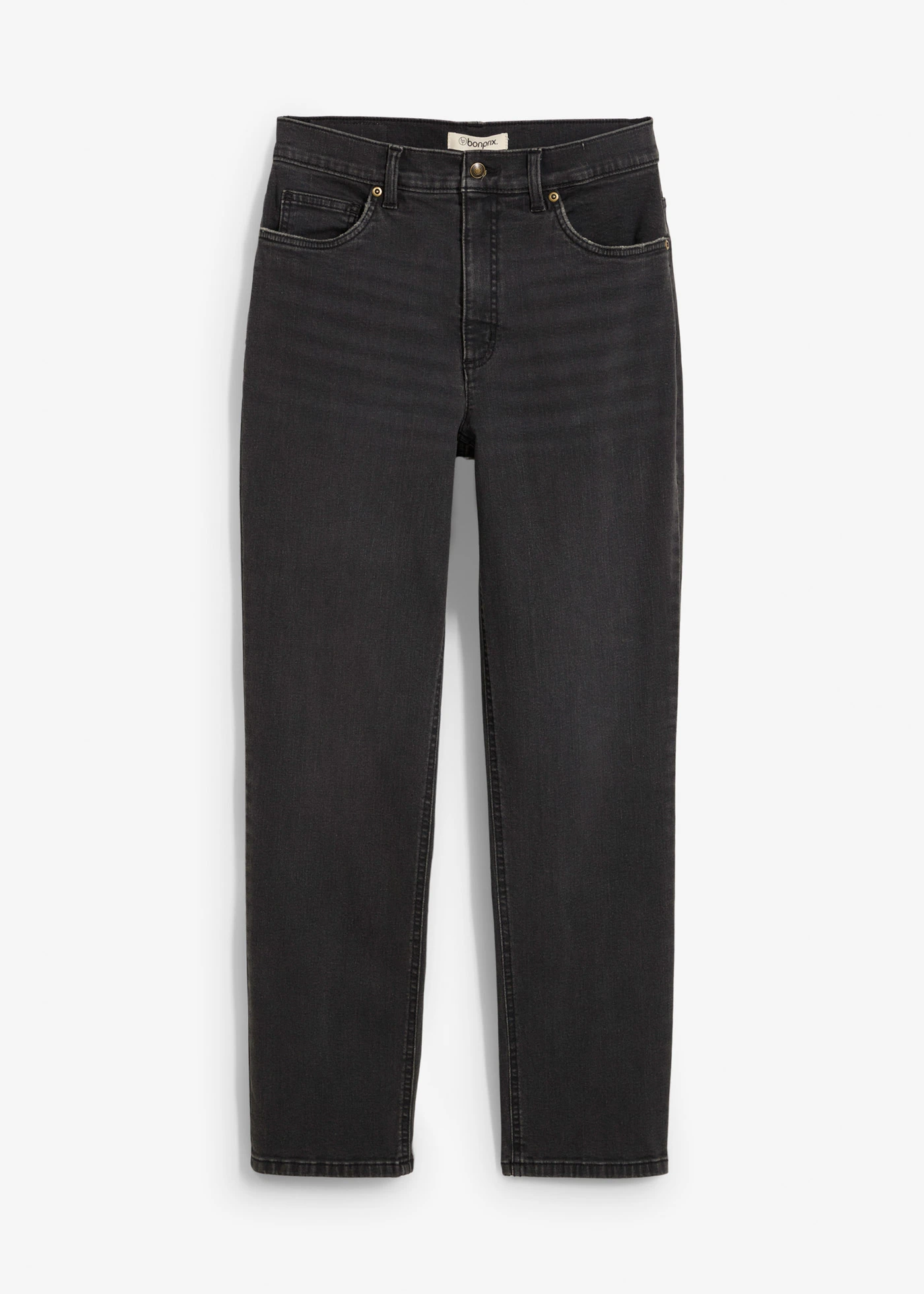 Zkrácené džíny Straight, High Waist • tmavě šedý denim used • bonprix obchod