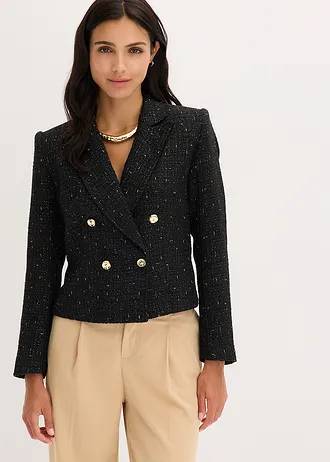 Korte blazer • zwart mêlee • bonprix online shop