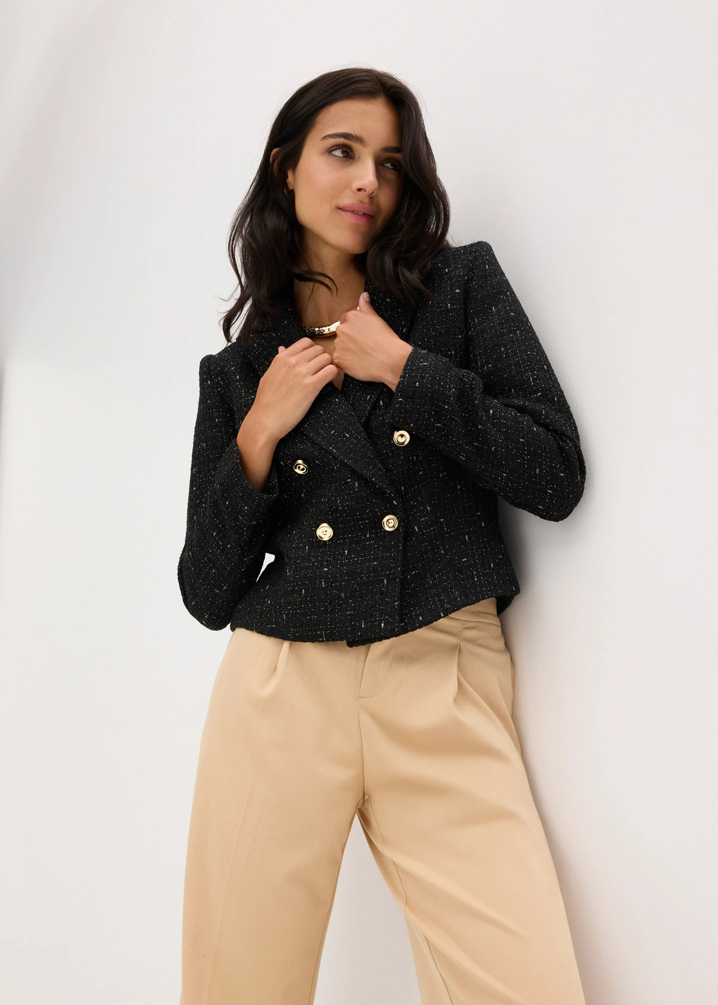 Korte blazer • zwart mêlee • bonprix online shop