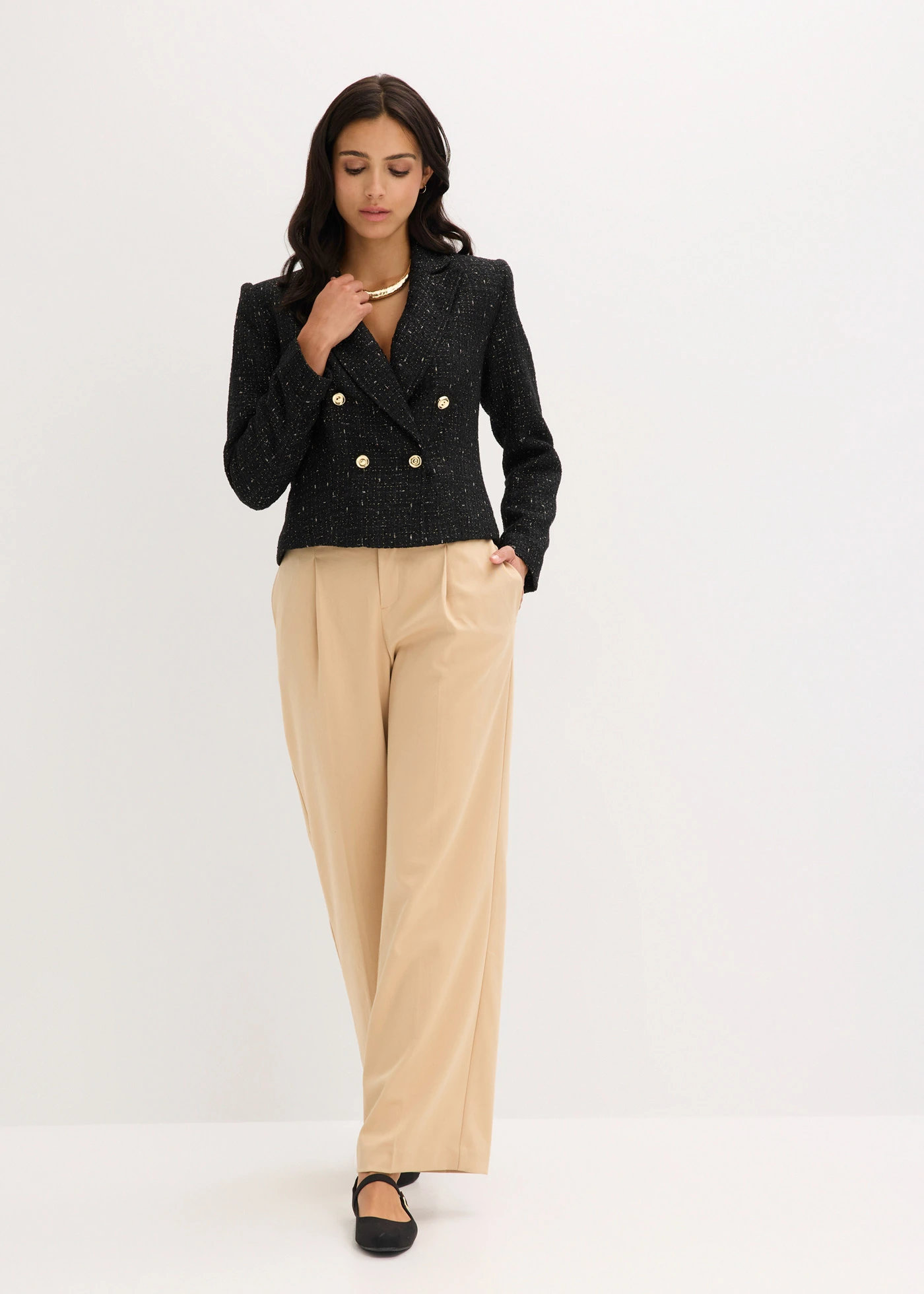 Korte blazer • zwart mêlee • bonprix online shop