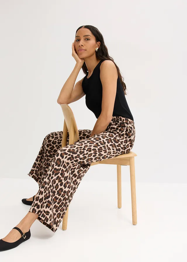 Pantalon palazzo en satin fluide • marron léopard • product-page.page-title-suffix