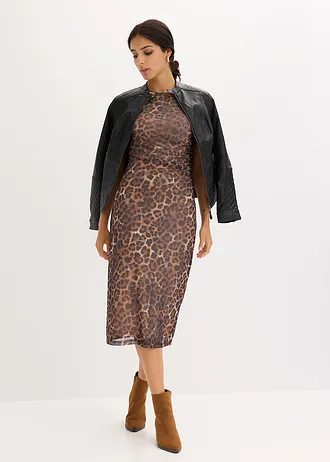 Robe midi en mesh doux • beige léopard • Boutique bonprix