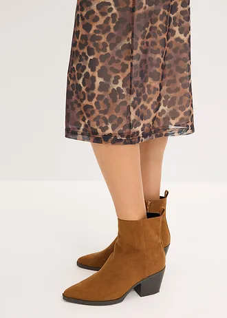 Midi šaty z jemné síťoviny • béžová s leopardím potiskem • bonprix obchod