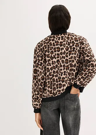 Bluzon ze splývavého saténu • hnědá s leopardím potiskem • bonprix obchod
