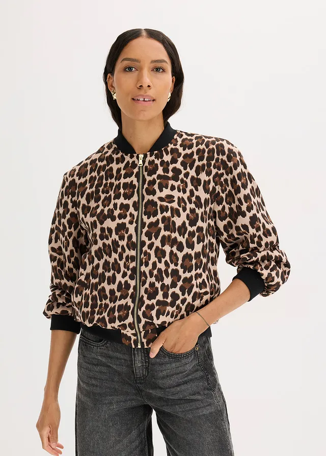 Bomber van soepel satijn • bruin luipaardprint • product-page.page-title-suffix