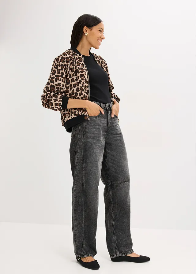 Bomber van soepel satijn • bruin luipaardprint • product-page.page-title-suffix