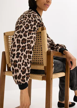 Bluzon ze splývavého saténu • hnědá s leopardím potiskem • bonprix obchod