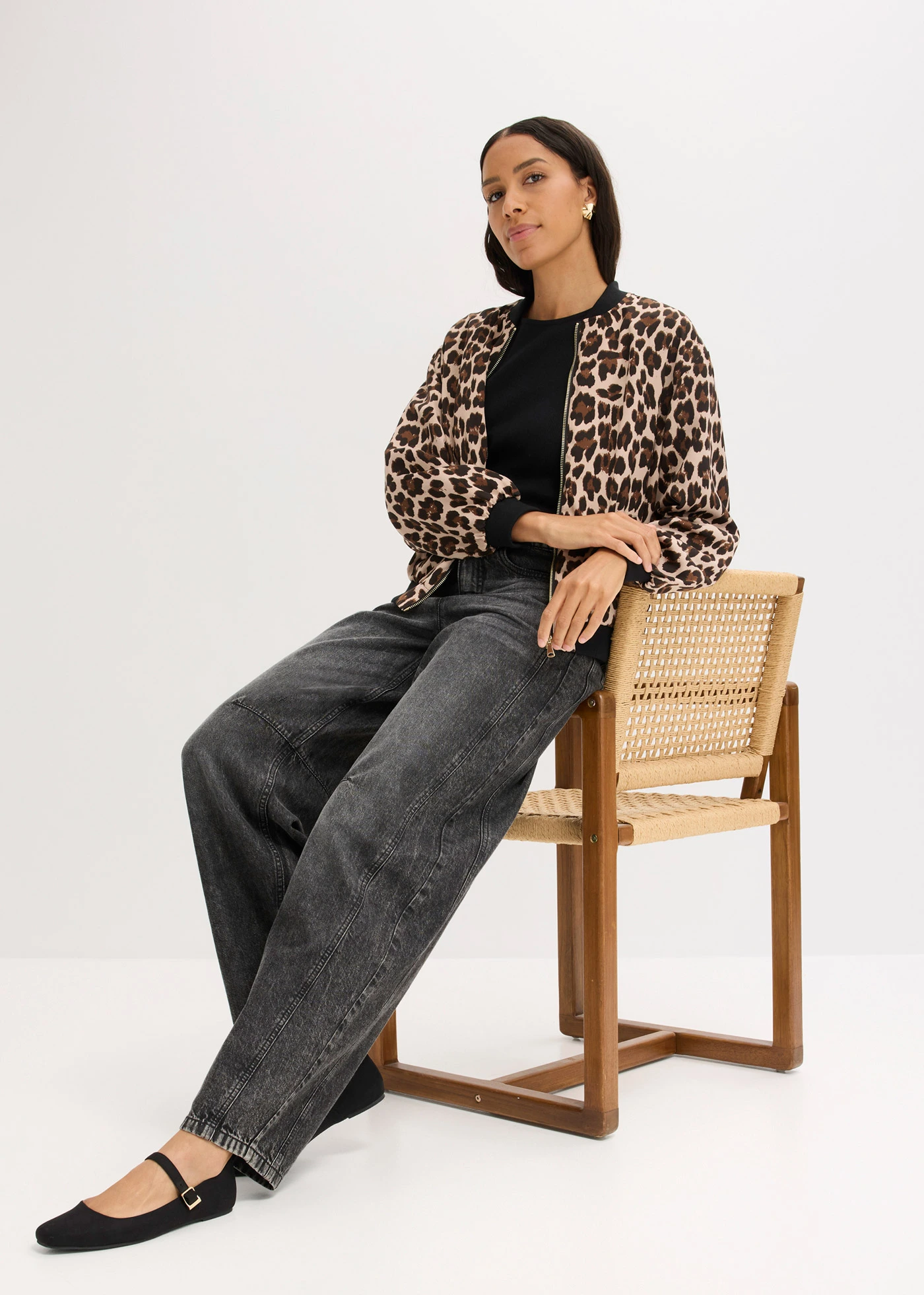 Blouson en satin fluide • marron léopard • Boutique bonprix