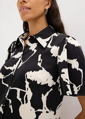 Halenka ze splývavého saténu • černo-bílá s potiskem • bonprix obchod