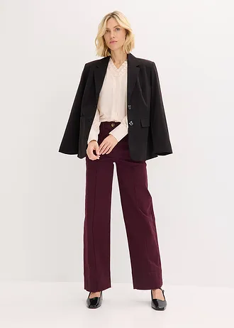 Chiffon blouse met ruches, Kleur: beige