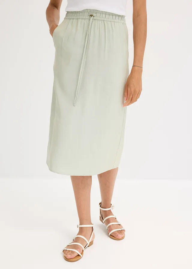Jupe midi en satin brillant • menthe/doré • product-page.page-title-suffix