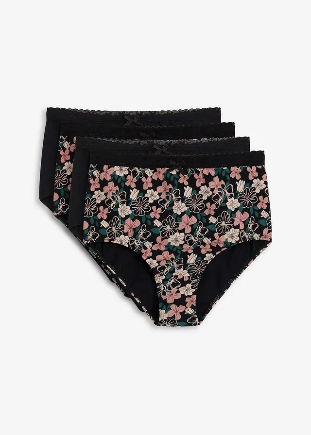 Tailleslip met biologisch katoen (set van 4), Kleur: zwart-rozenhout-diepgroen-rododendronrood