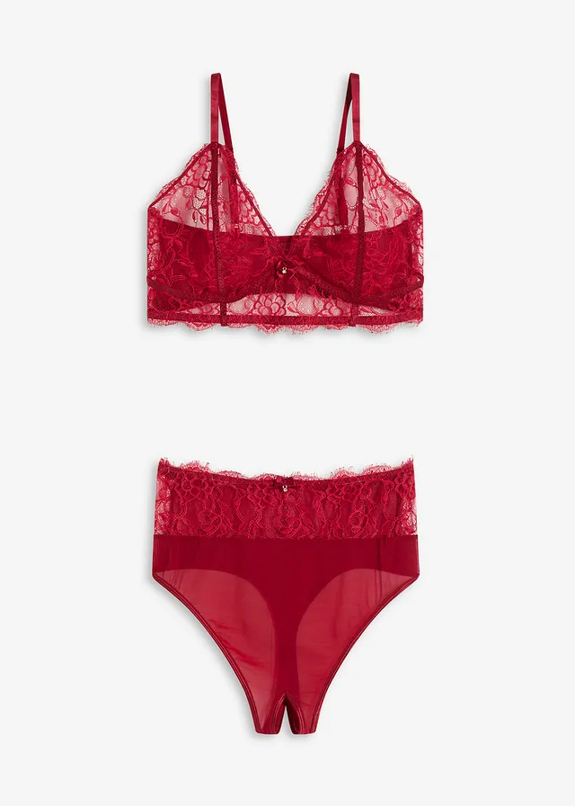 Bralette en taillestring ouvert (2-dlg. set) • avondrood • bonprix online shop