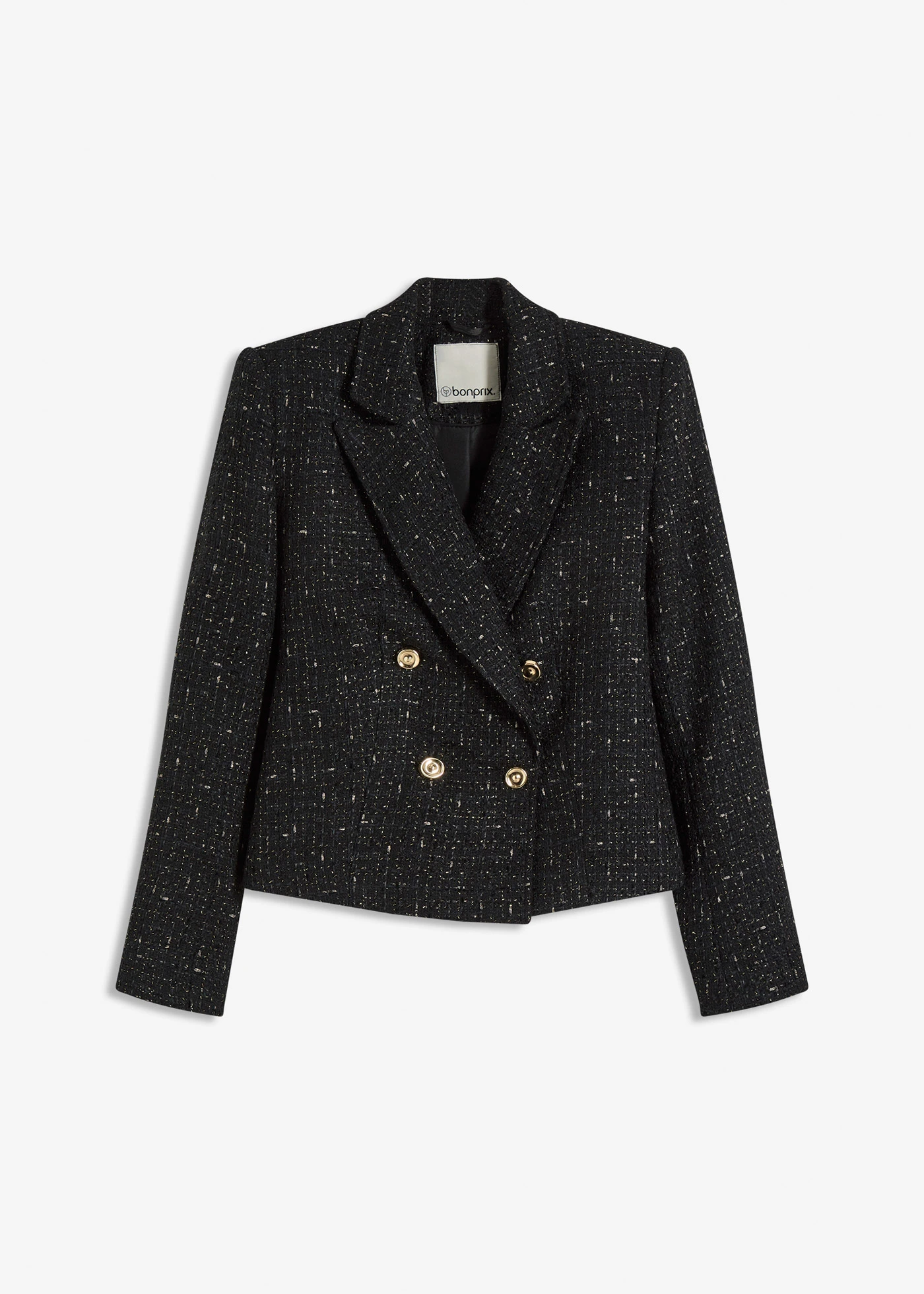 Korte blazer • zwart mêlee • bonprix online shop