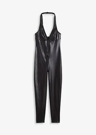 Costum catsuit din material cu aspect umed • negru • magazin bonprix