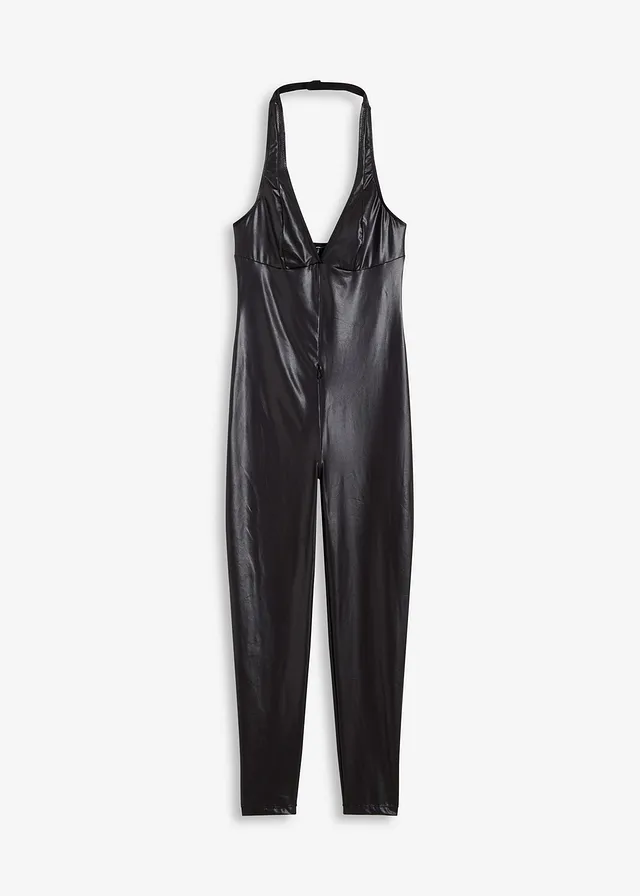 Catsuit ouvert, wetlook • zwart • bonprix online shop